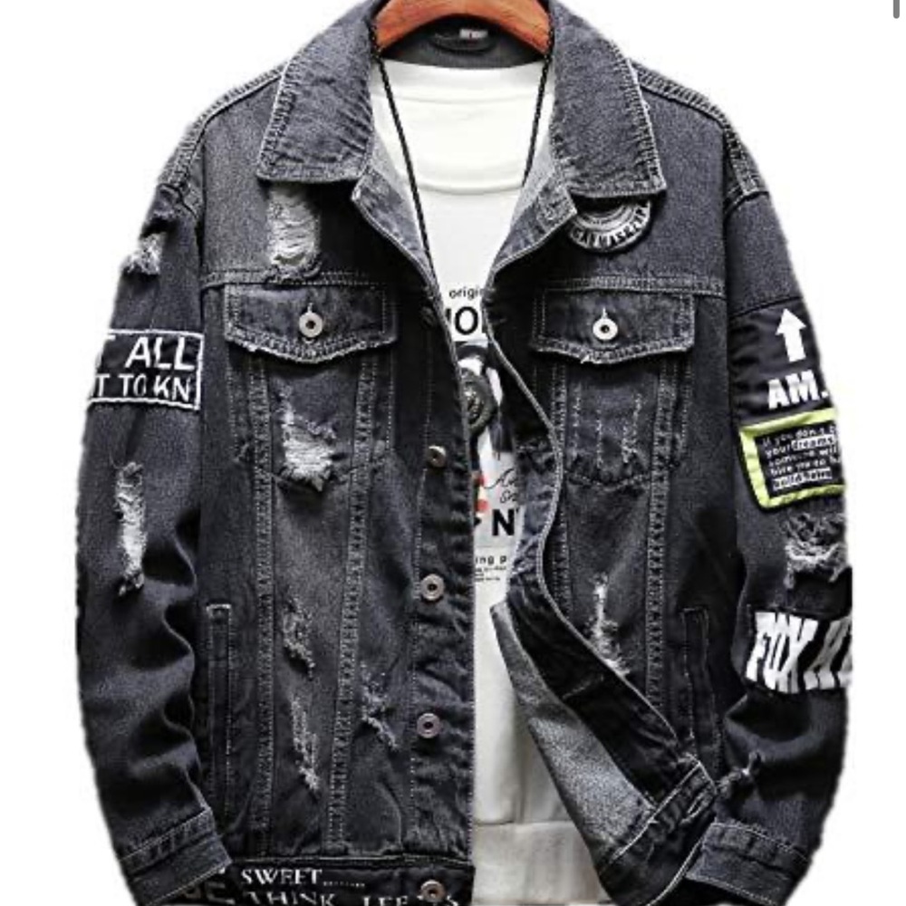 Distressed Black Jean Jacket